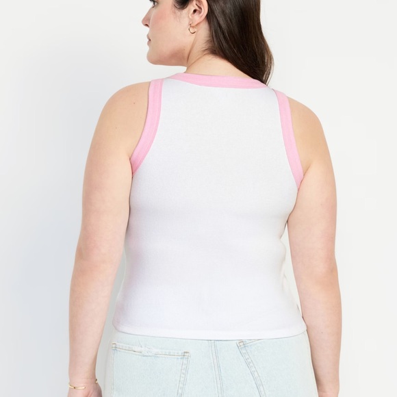 NWT OLD NAVY Graphic Crop Tank Top Color: Calla Lilies - Picture 5 of 6